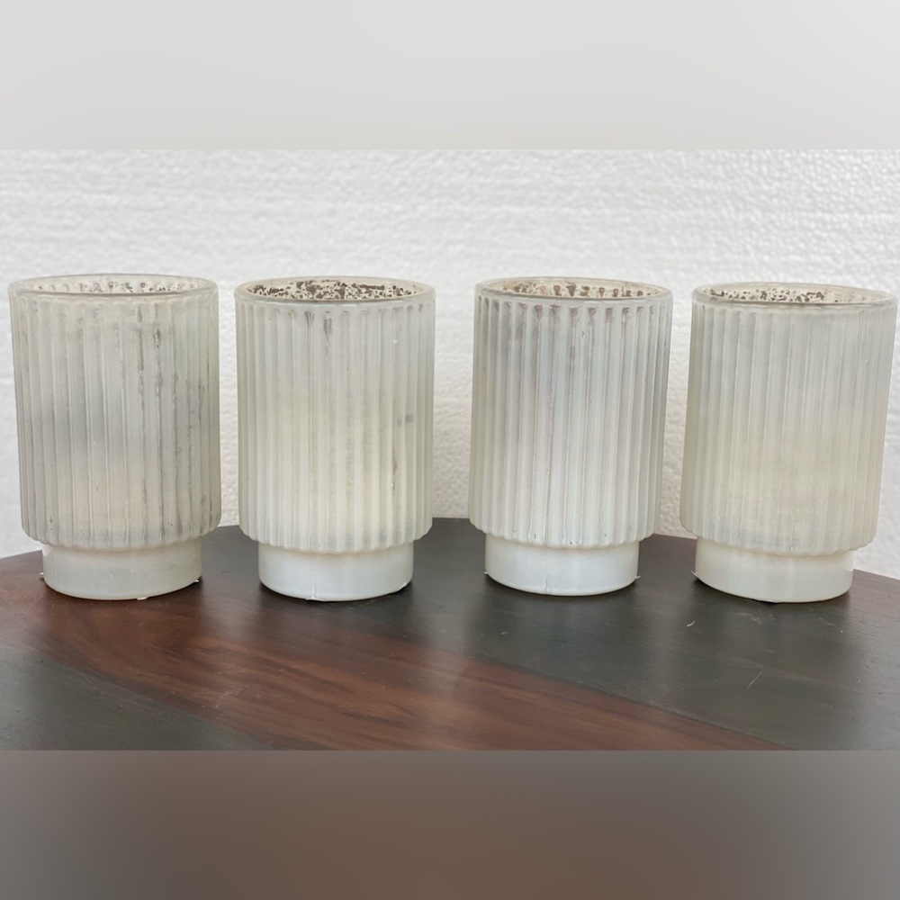 Frosted white vintage inspired candle votive